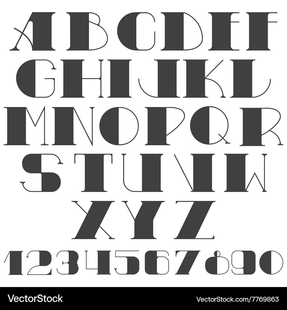 Set of letters and numbers Vector Image