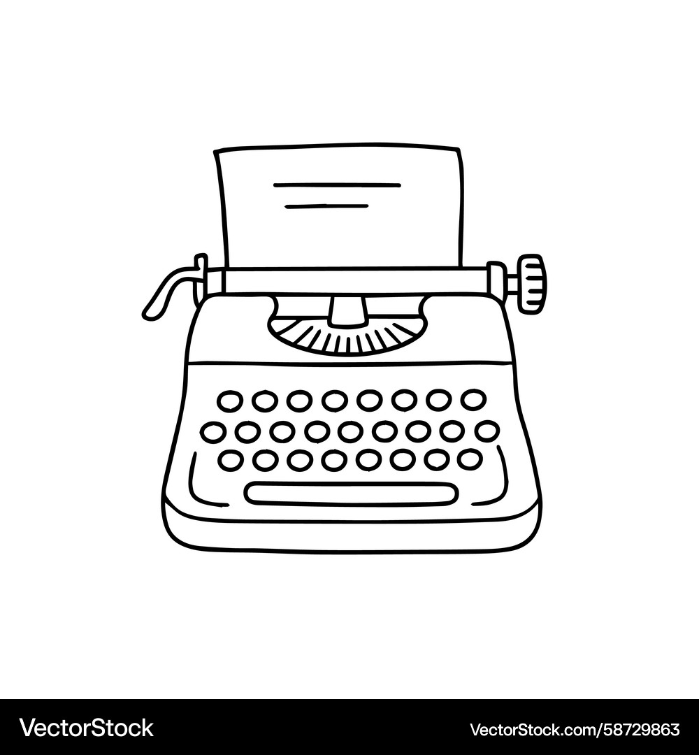 Typewriter with buttons in doodle style isolated Vector Image