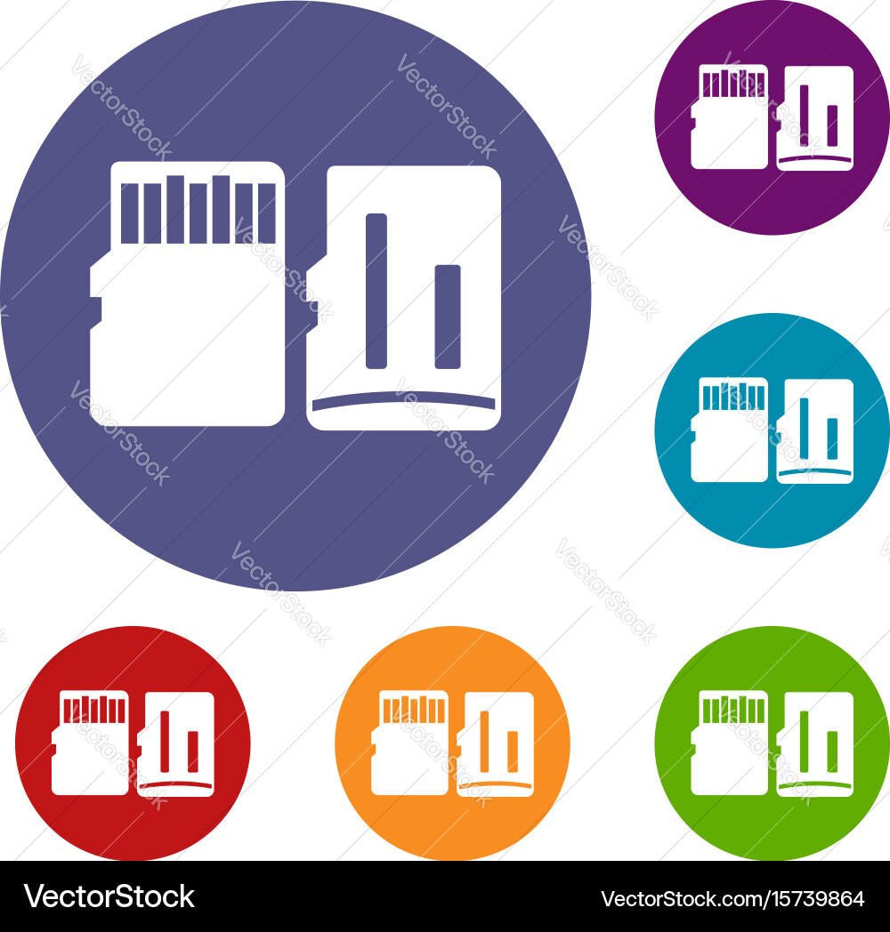 Both sides of sd memory card icons set Vector Image