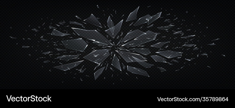 Broken glass realistic abstract shattered Vector Image