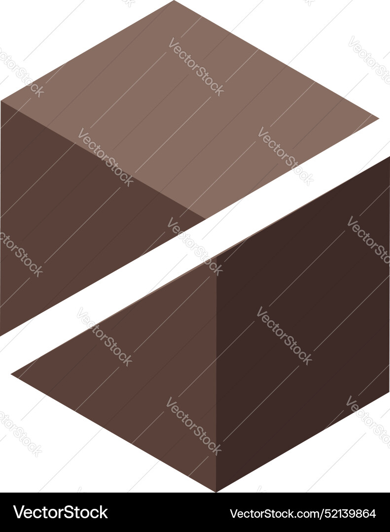 Brown hexagon shape splitting creating negative Brown hexagon shape splitting creating negative vector image