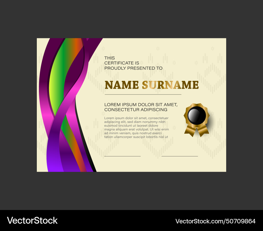 Certificate template with texture dynamic wave Vector Image