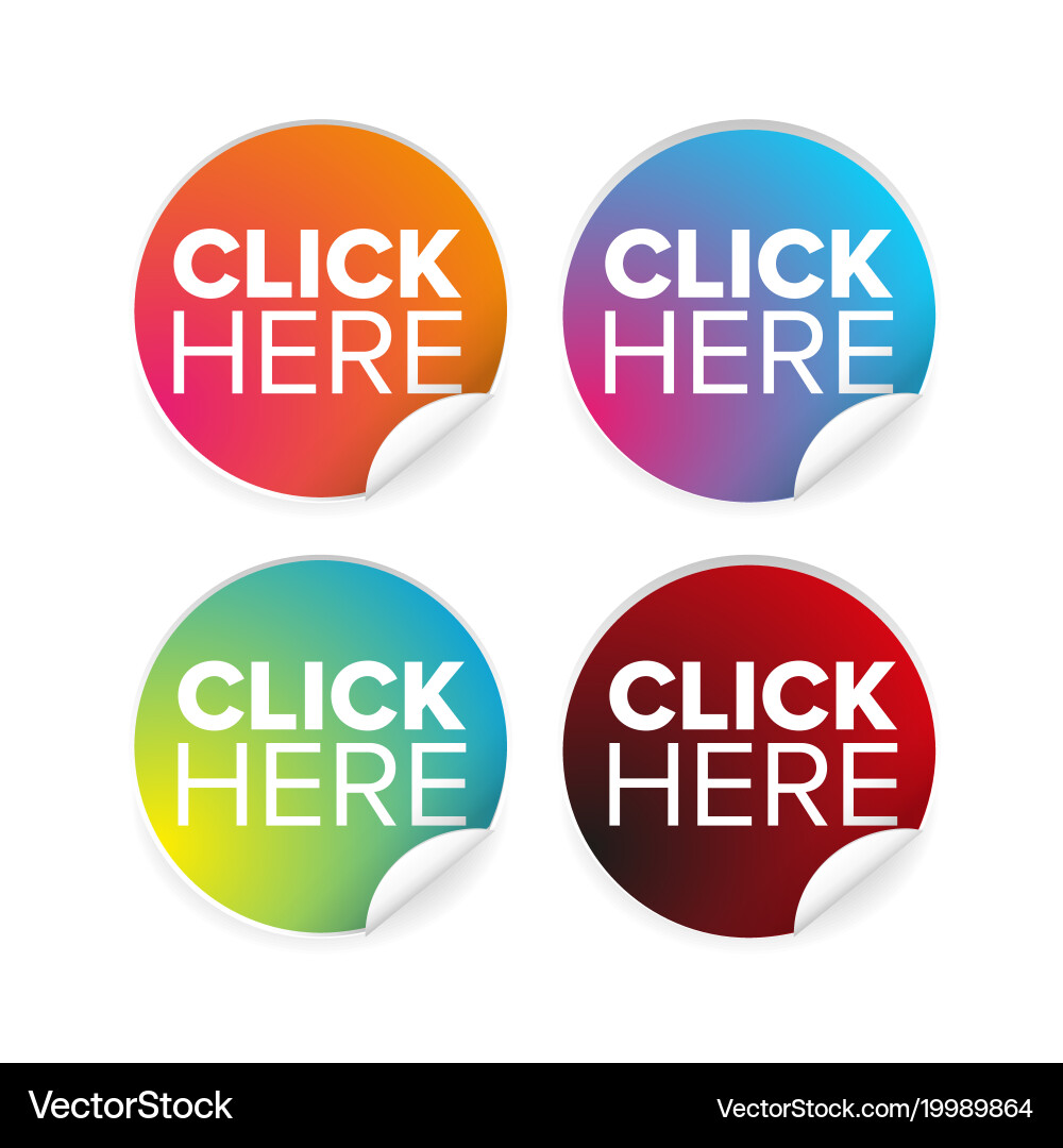 Click here label button Vector Image