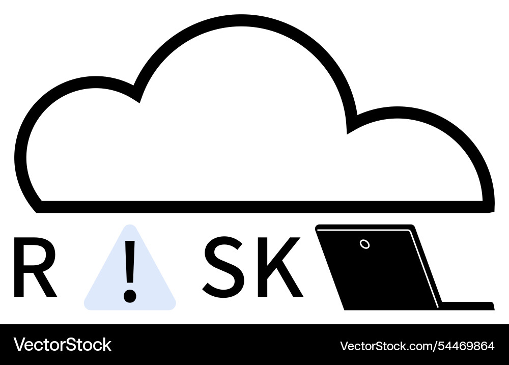 Cloud computing risk concept with warning Vector Image
