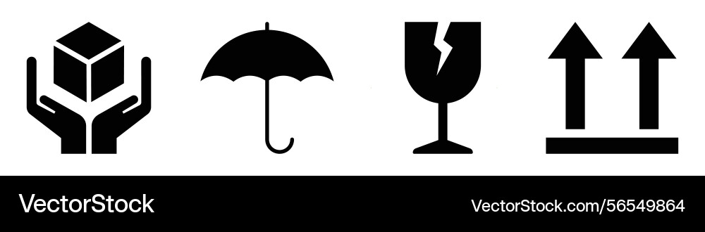 Fragile handle with care keep dry upward icon Vector Image