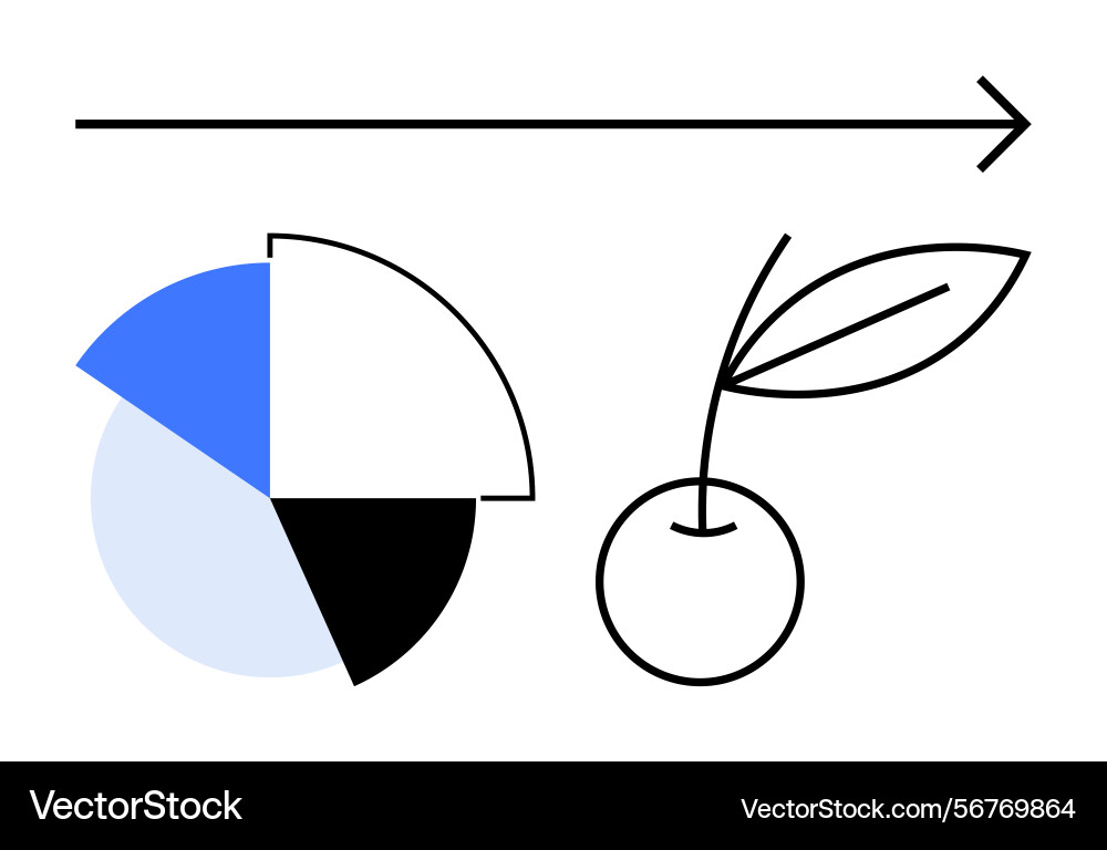 Growth and progress concept with pie chart arrow Vector Image