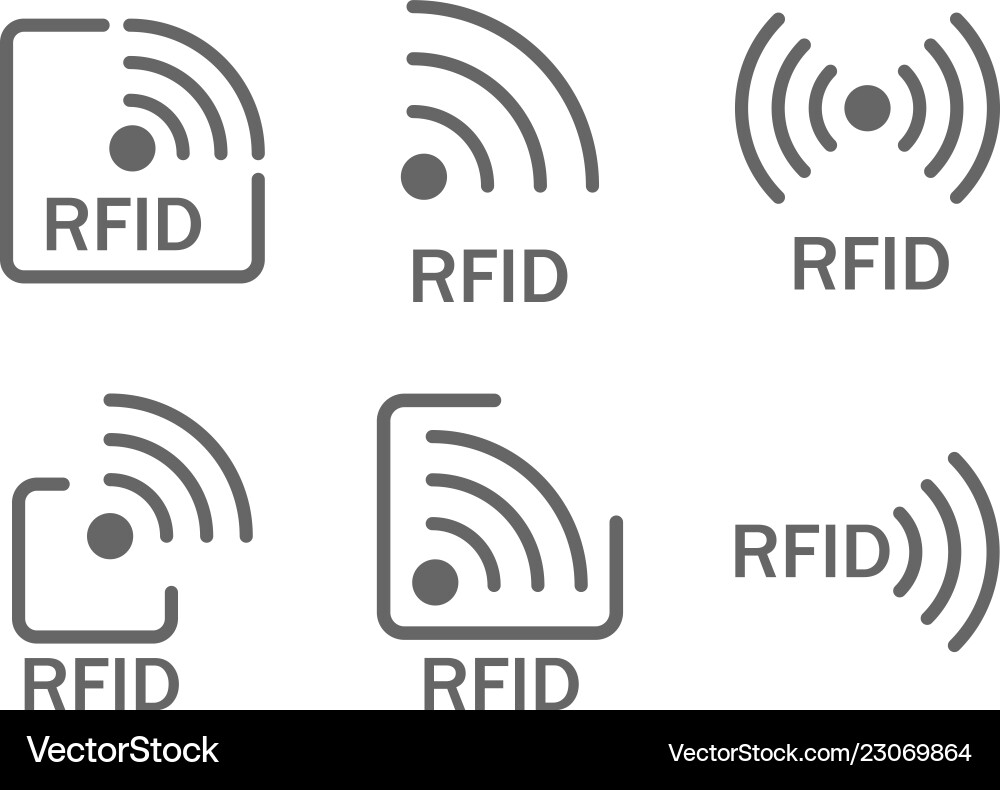 Monochrome set of icons rfid Monochrome set of icons rfid vector image
