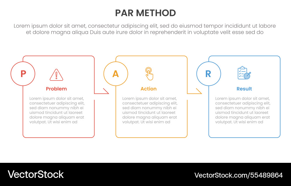Par method infographic 3 point with box outline Par method infographic 3 point with box outline vector image