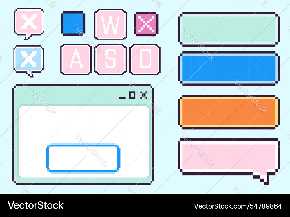 Pixel Spiel ui Elemente Set Pixel Spiel ui Elemente Set vektorbild