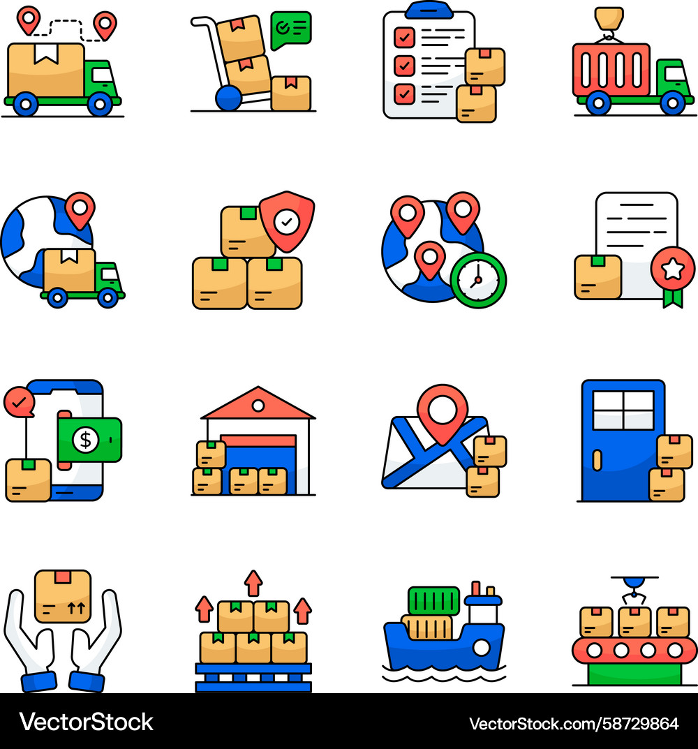 Set of logistic flat icons Vector Image