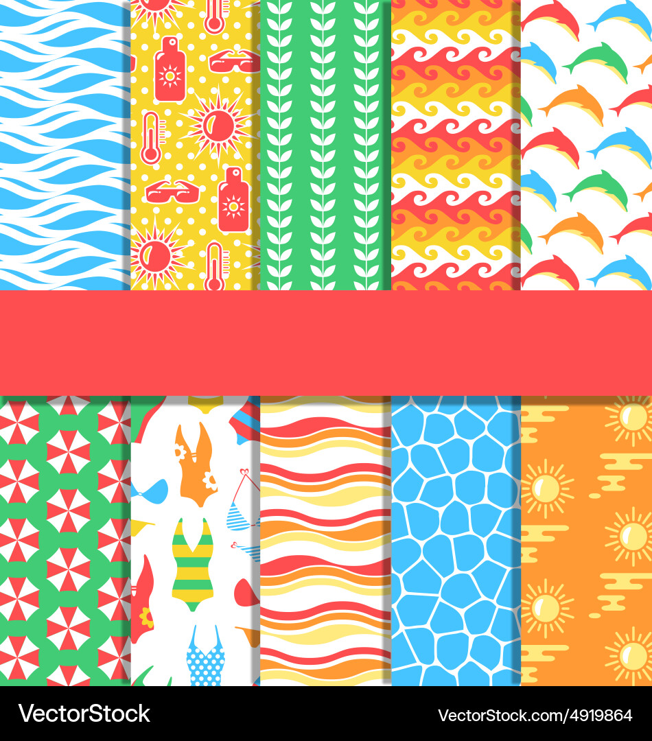 Ten Vibrant Summer Patterns Vector Image