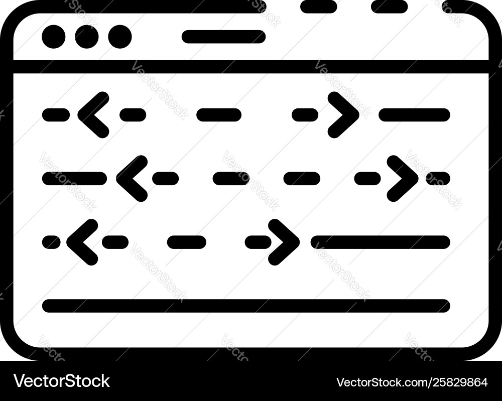 Web window with control panel icon outline style Vector Image