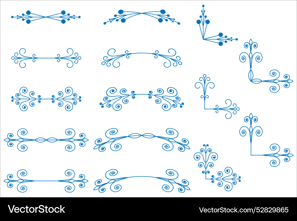 Collection of openwork patterns decorative lines Vector Image