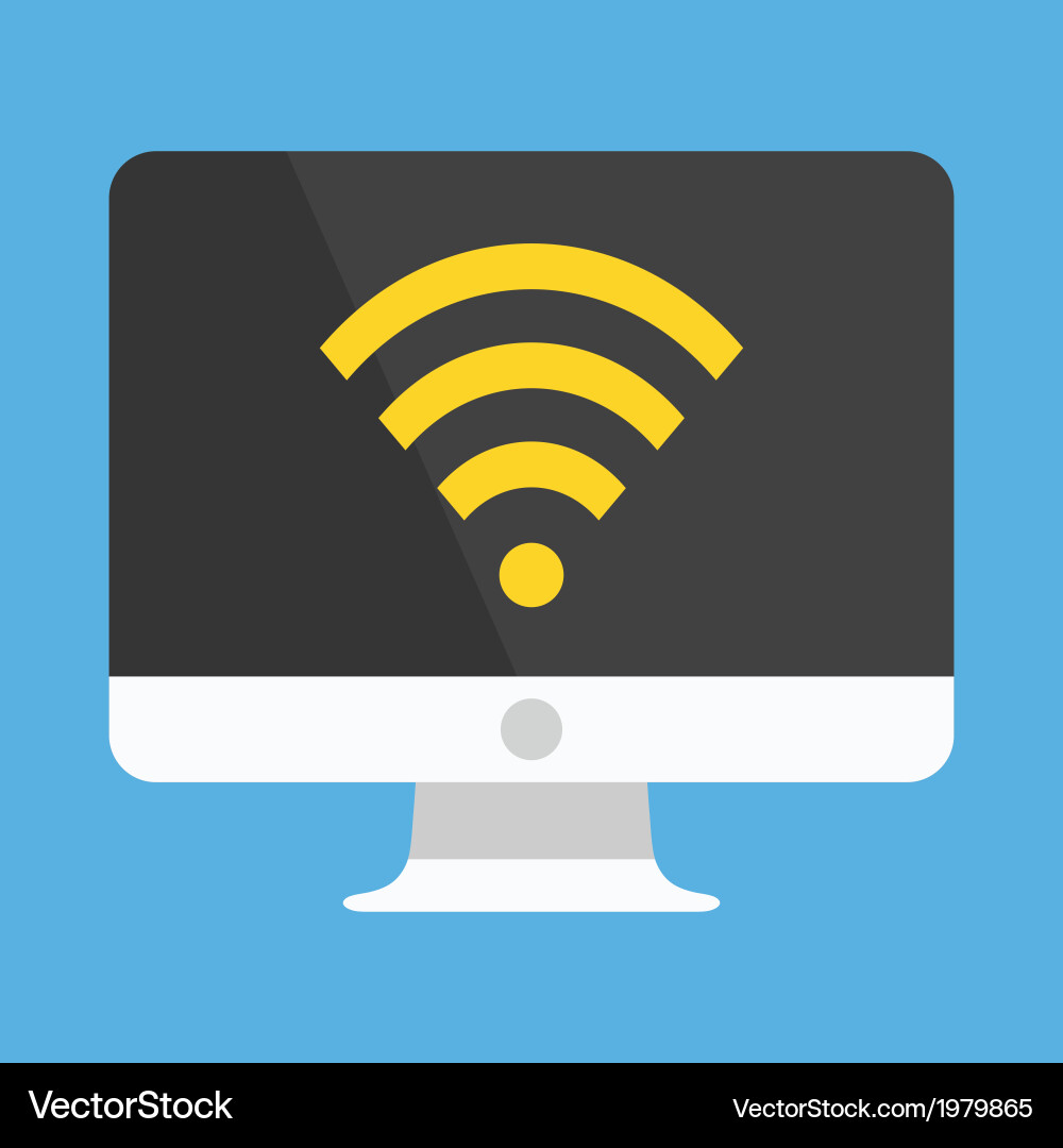 Computer display wifi icon vector image