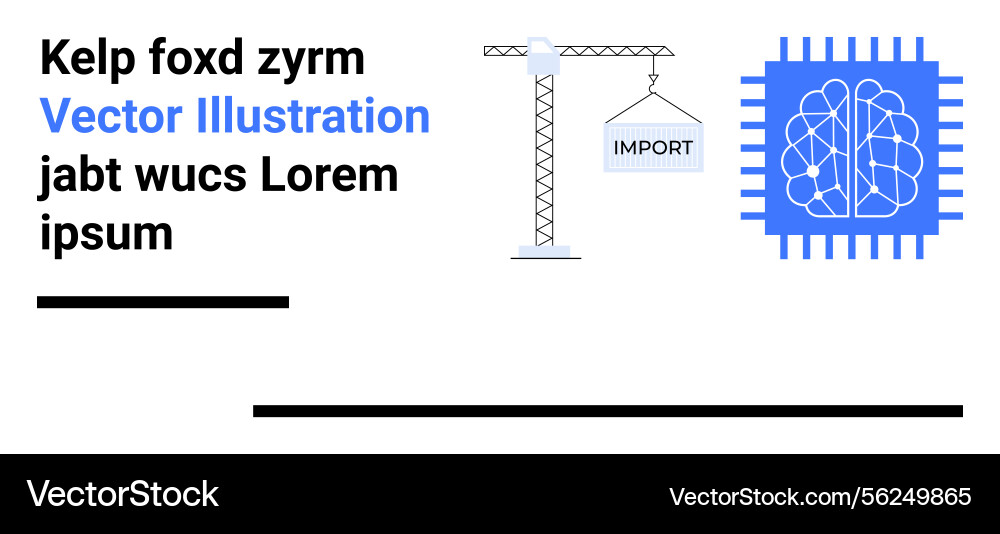Crane loading cargo and microchip with ai brain Crane loading cargo and microchip with ai brain vector image