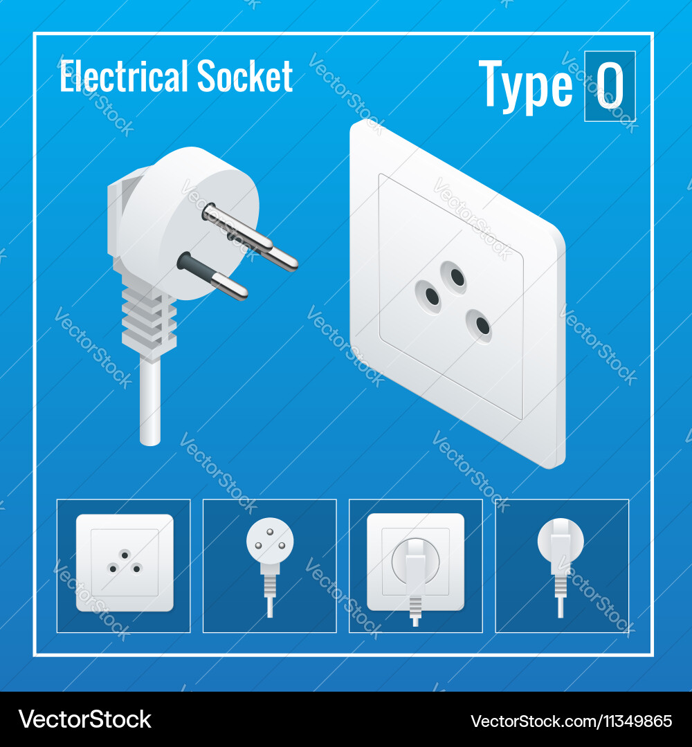 Isometric AC Socket & Switch Set vector image