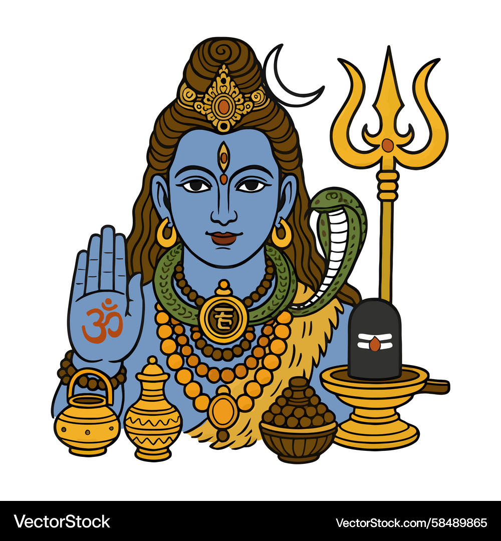Lord Shiva with Trishul & Lingam – Royalty-Free Vector | VectorStock