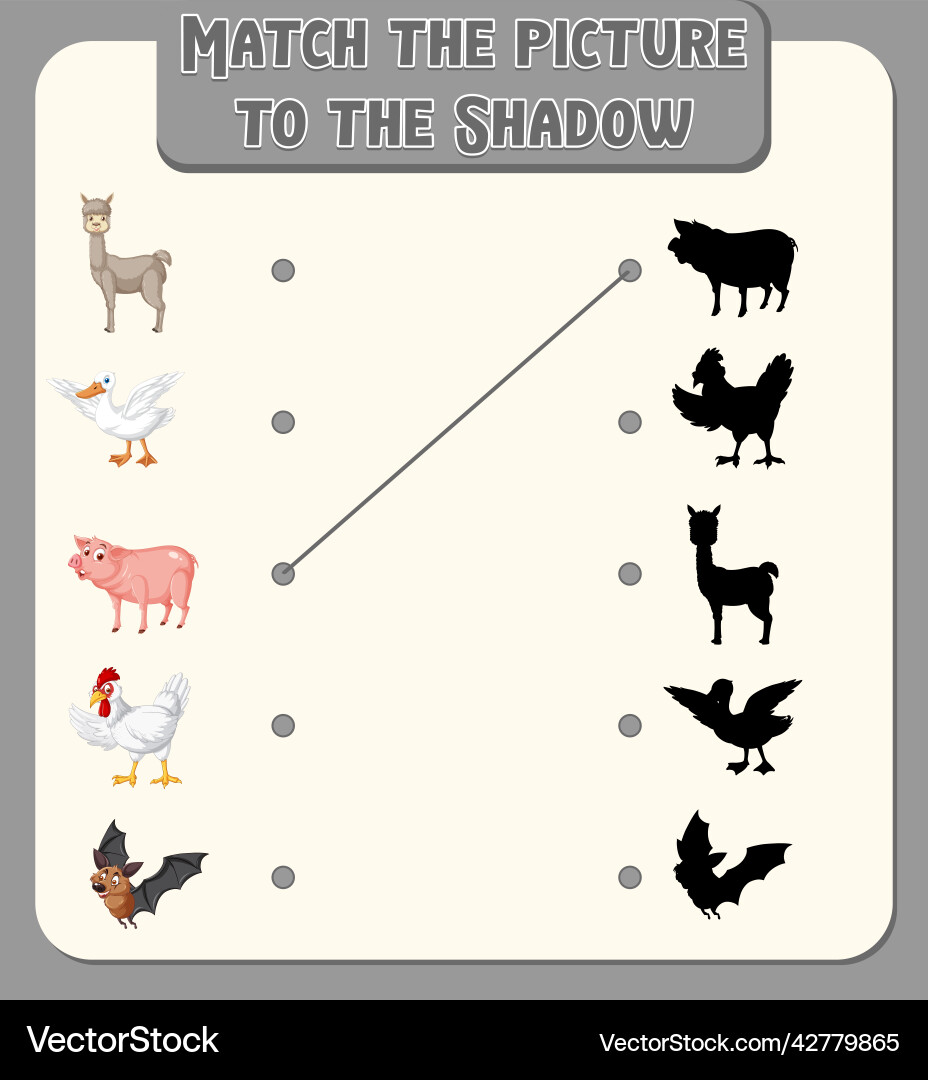 Shadow matching game template Vector Image