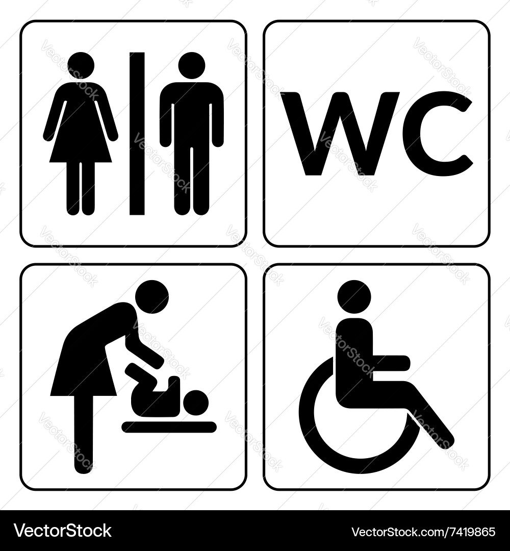 Toilet Icons Set - Man Woman Baby vector image