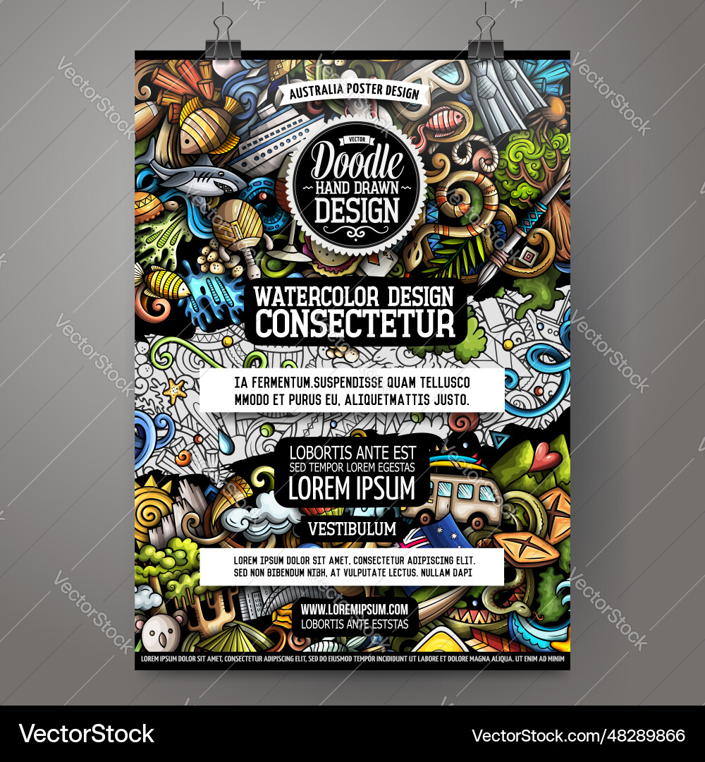 Cartoon doodle australia poster Cartoon doodle australia poster vektorbild
