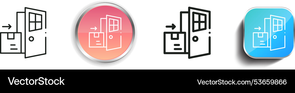Door to icon thin linear regular and button Door to icon thin linear regular and button Vector Image
