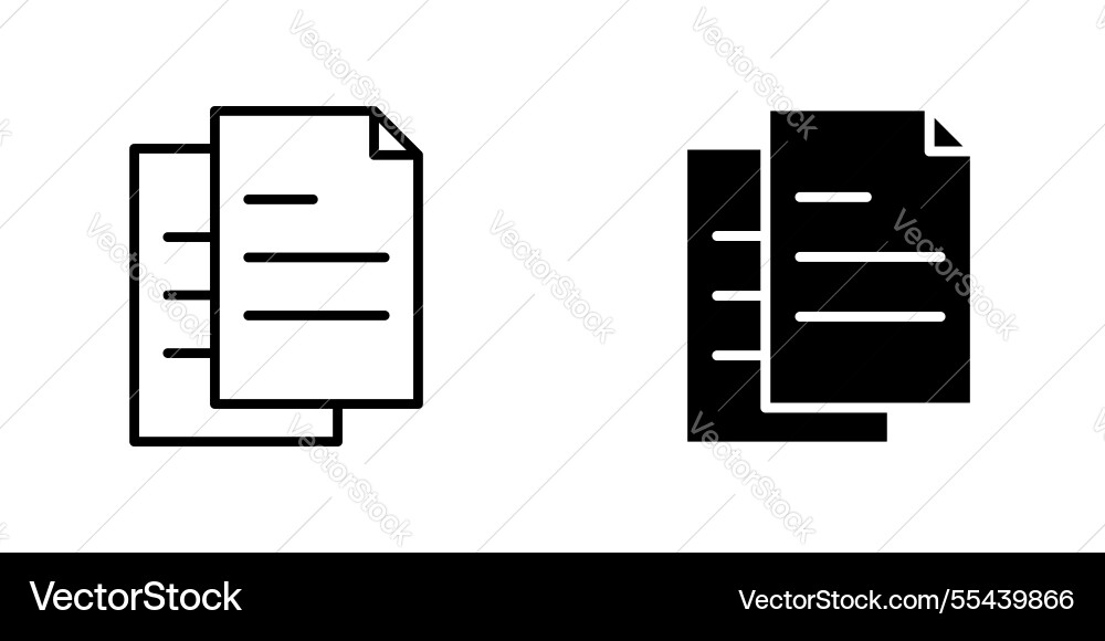 Duplicate icons stroke line and black solid vector image