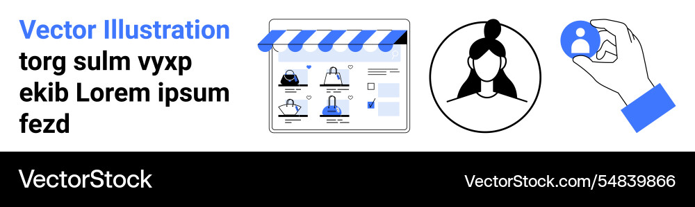 E-commerce website interface with profile E-commerce website interface with profile vector image