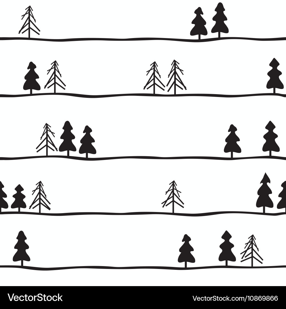 Seamless pattern with black and white fir-trees Vector Image