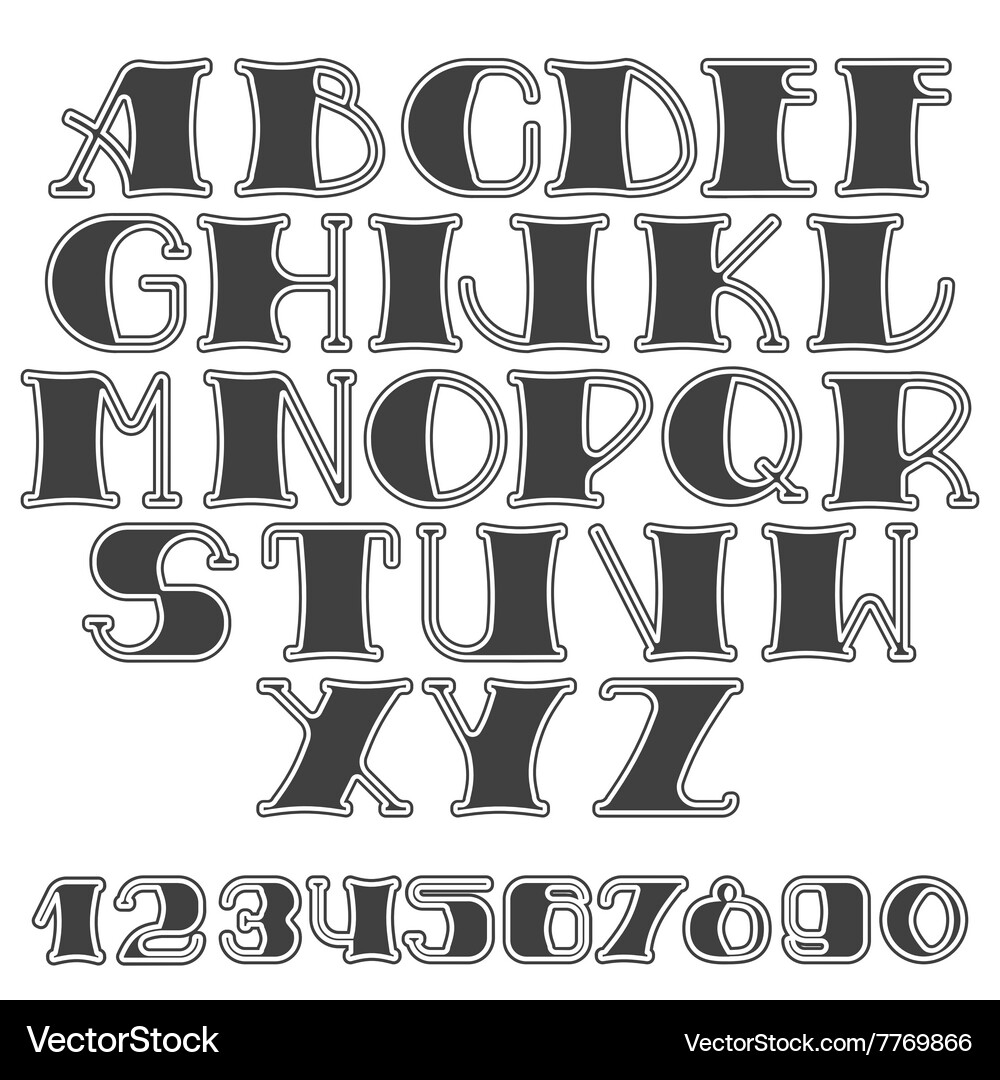 Set of letters and numbers Vector Image