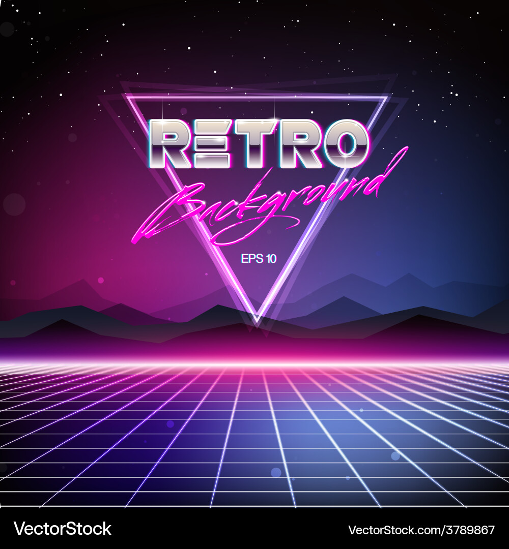 80s retro sci-fi background vector image