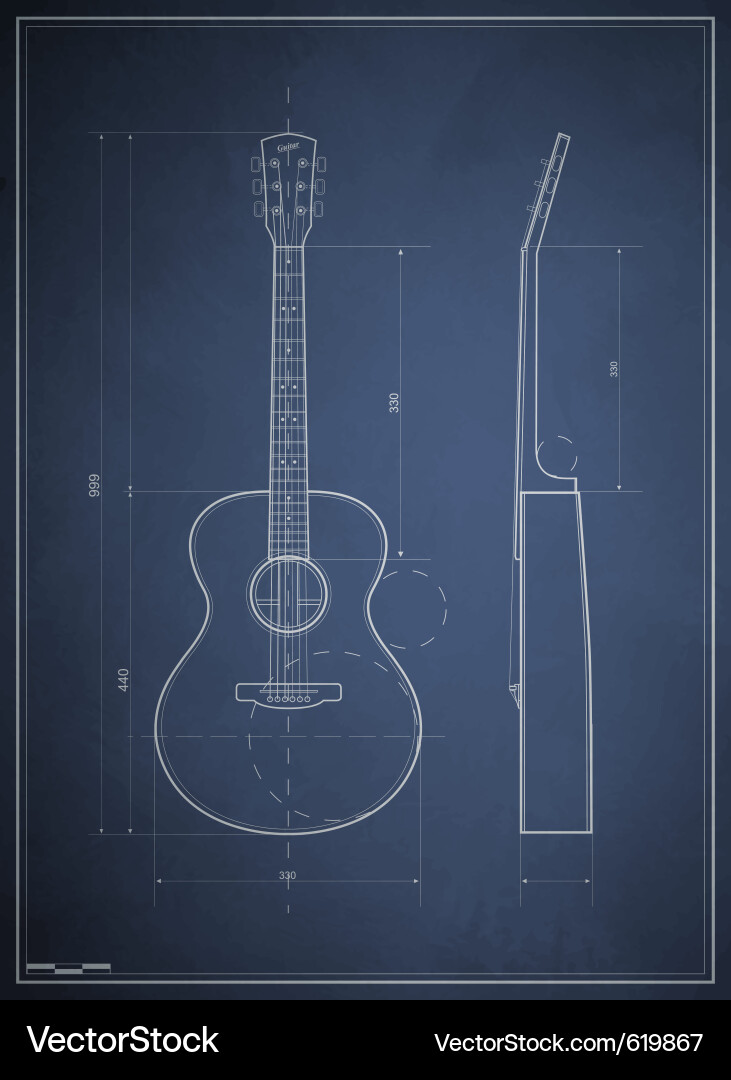 Blueprint Acoustic Guitar vector image