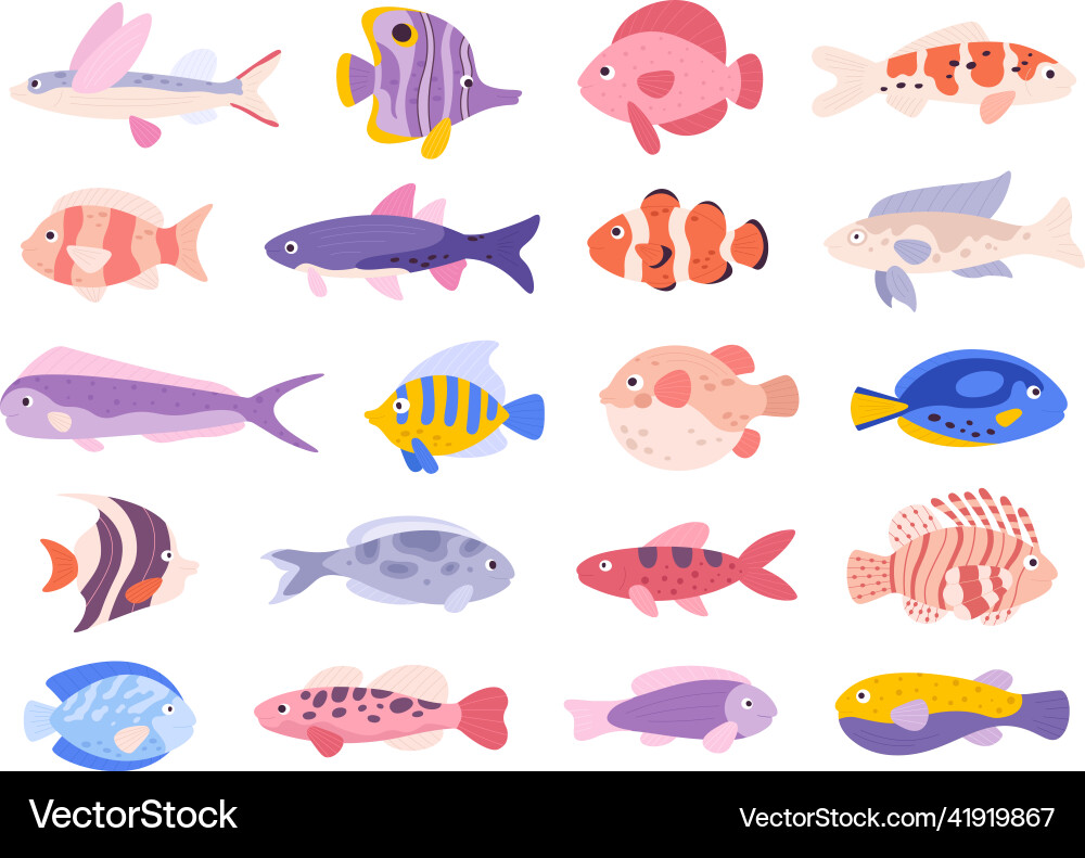 Colorful Tropical Fish Collection Royalty Free Vector Image