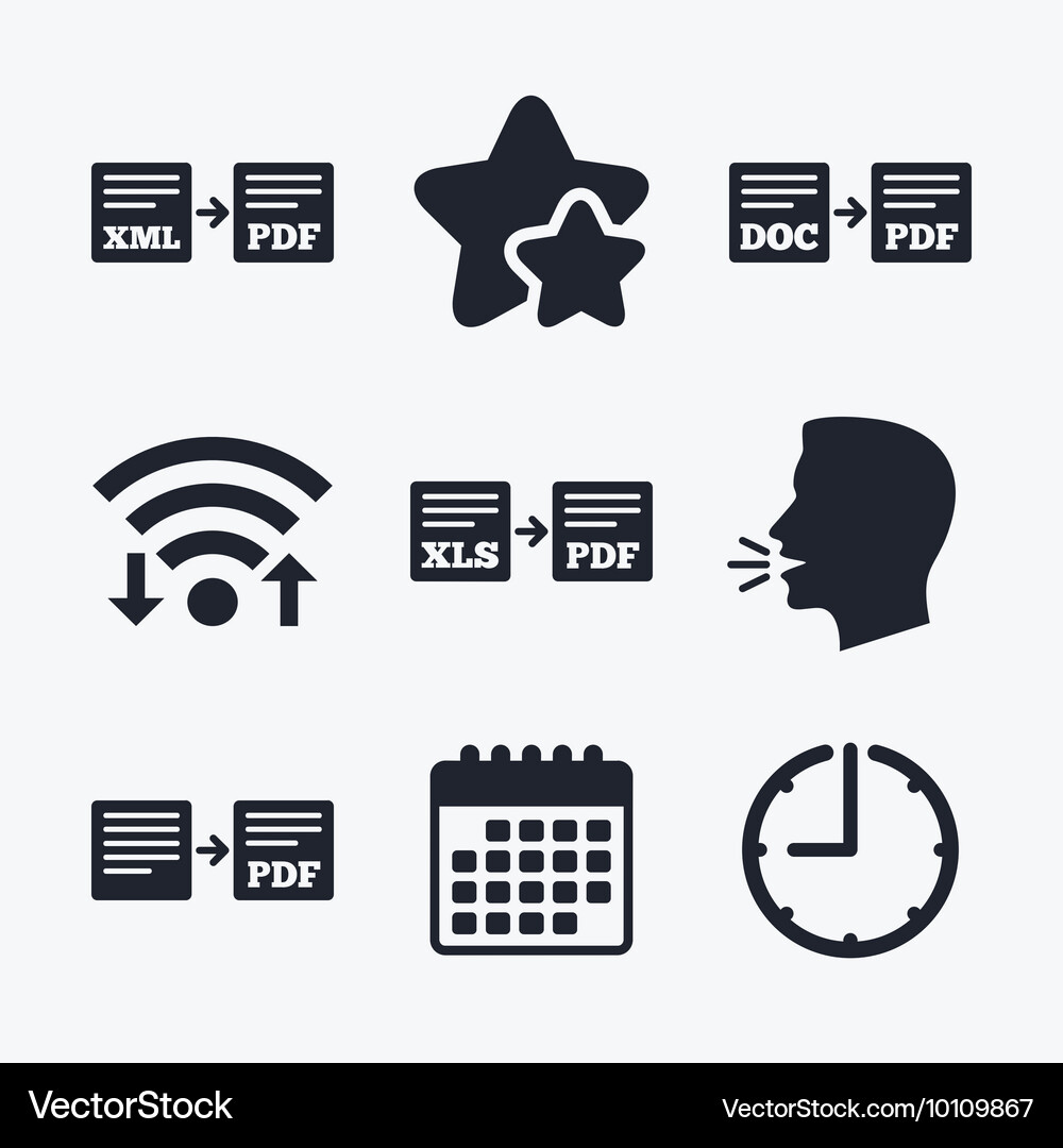 Export file signs convert doc to pdf symbols Vector Image