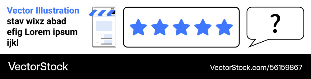 Five-star rating with review feature displayed Five-star rating with review feature displayed vector image