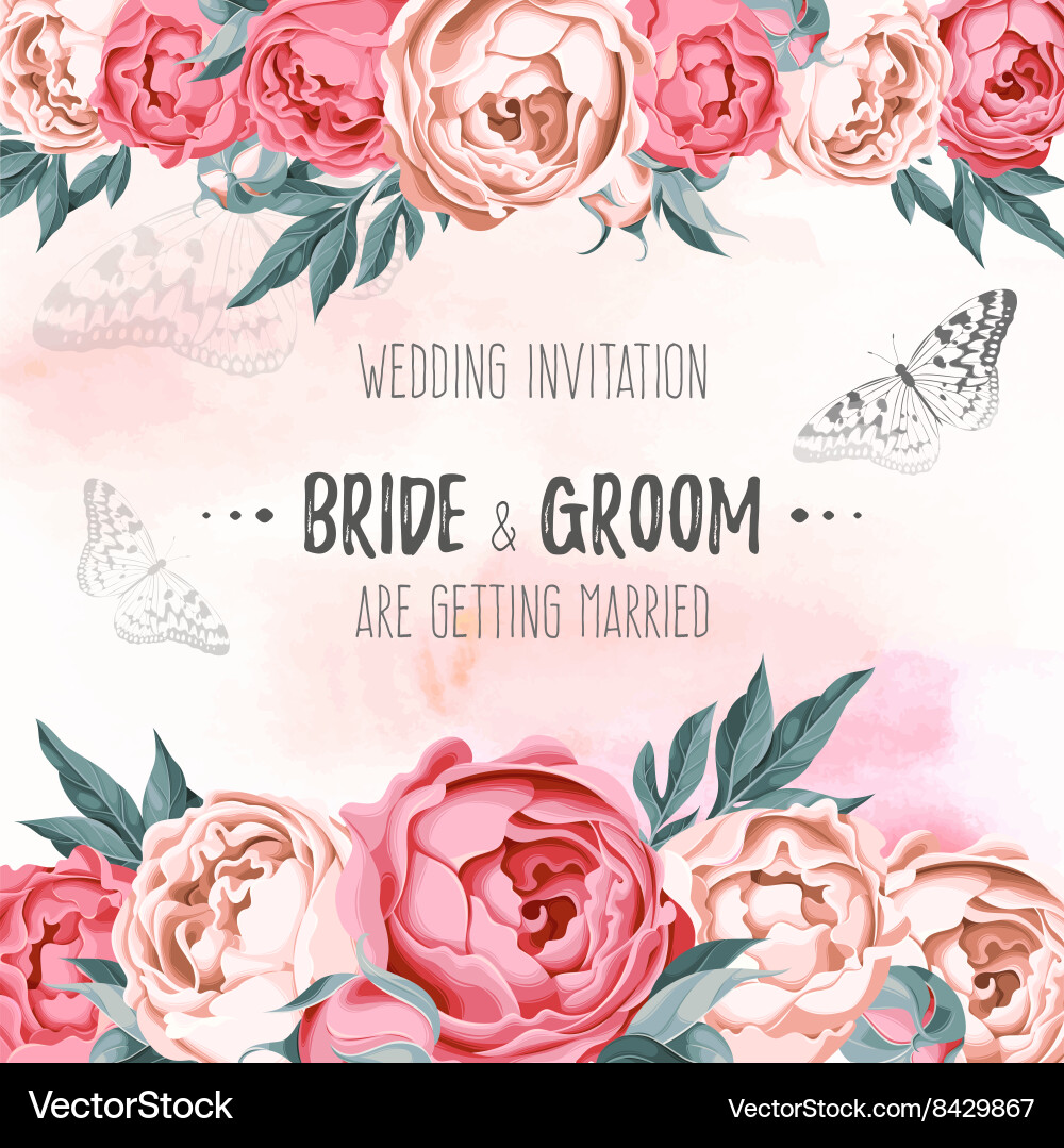 Floral Wedding Invitation Vector Image