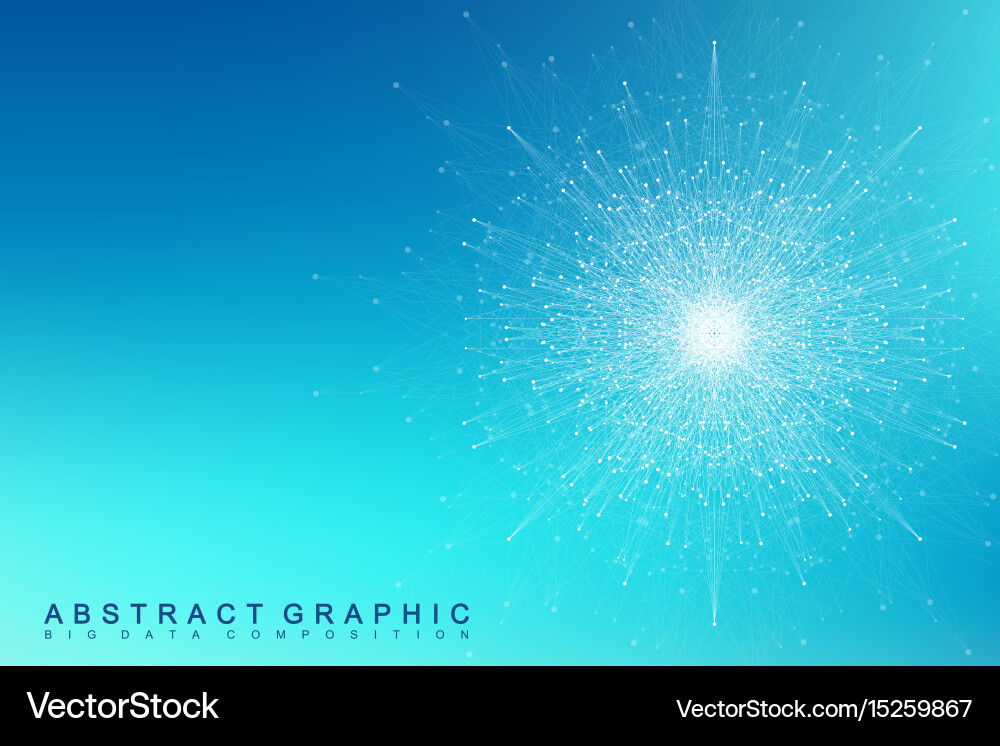 Fractal element with connected lines and dots big vector image