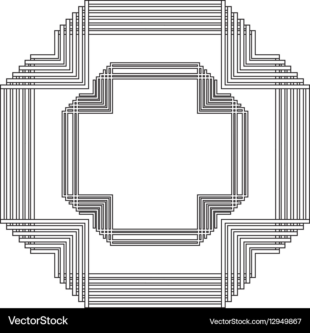 Grayscale pattern with art deco frame Vector Image