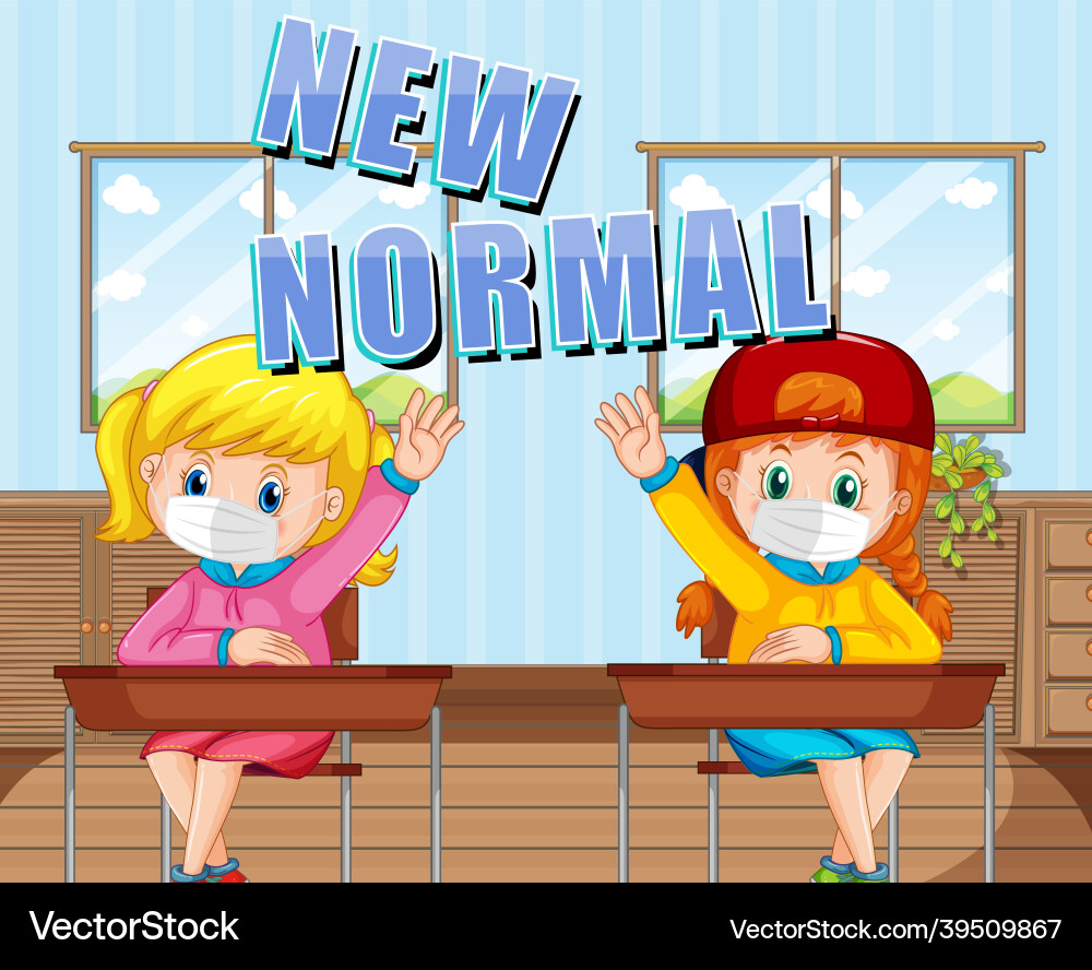 New normal with students keep social distancing New normal with students keep social distancing vector image