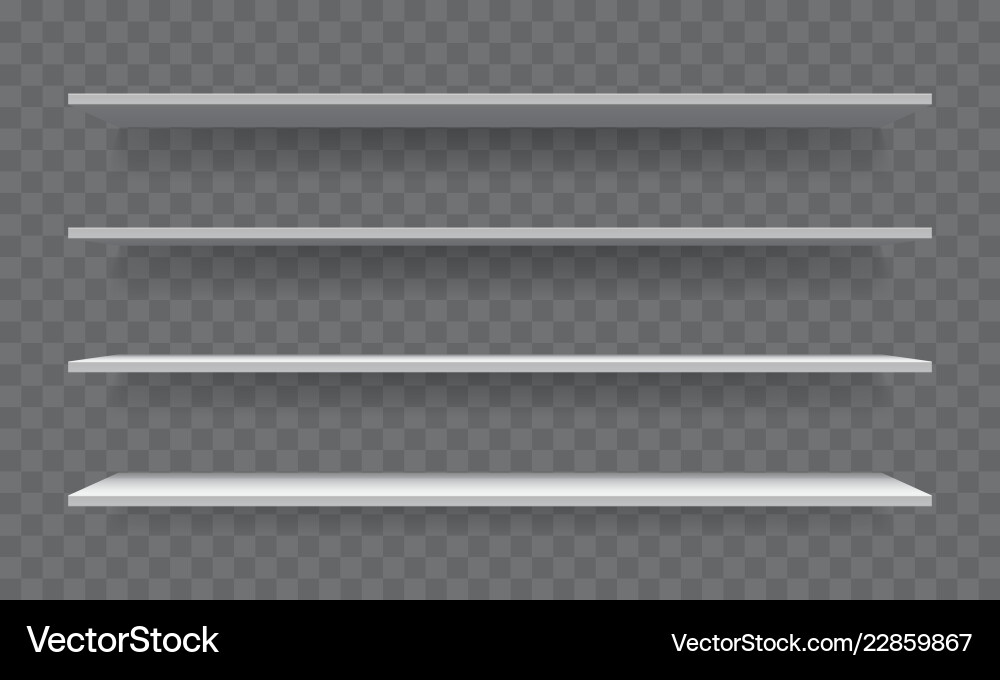 Shelf white empty 3d realistic bookshelf Vector Image