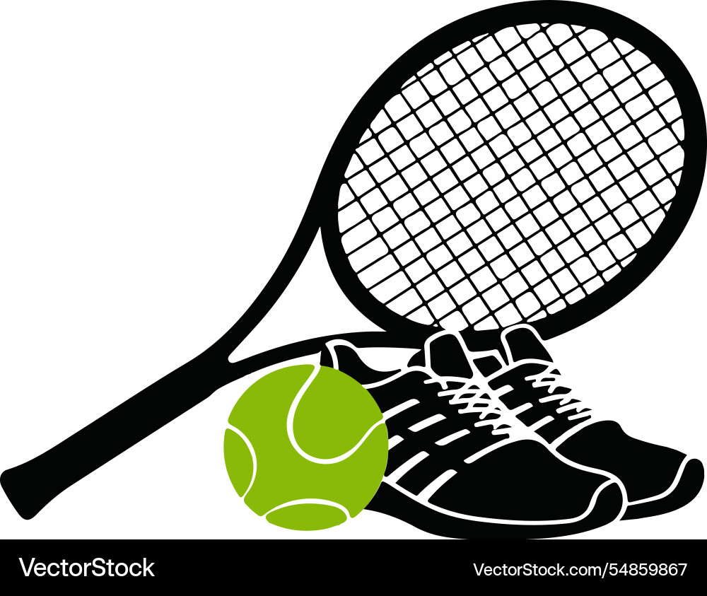 Tennis gear silhouette collection Tennis gear silhouette collection Vector Image