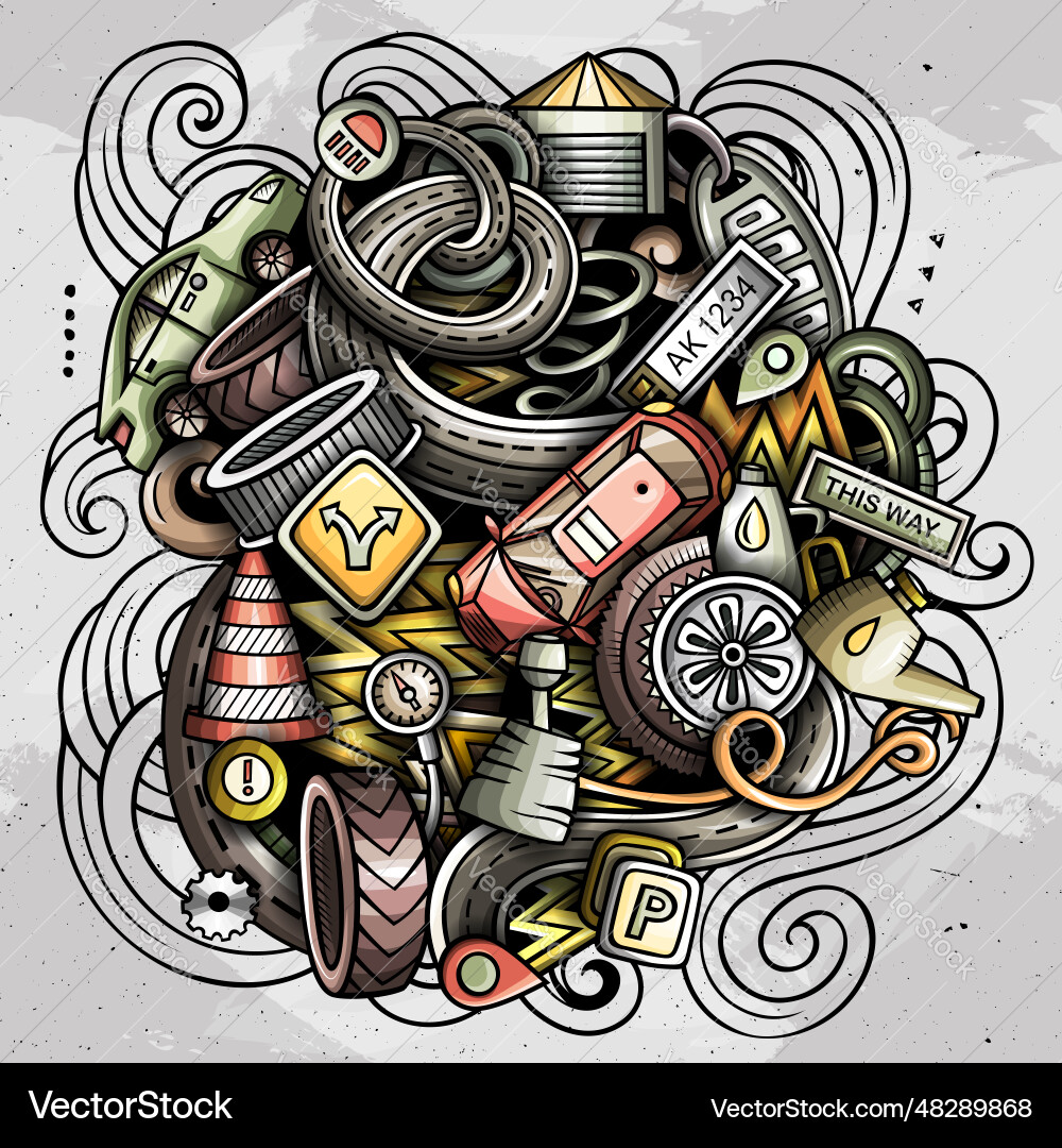 Auto Service Cartoon doodle Auto Service Cartoon doodle vektorbild
