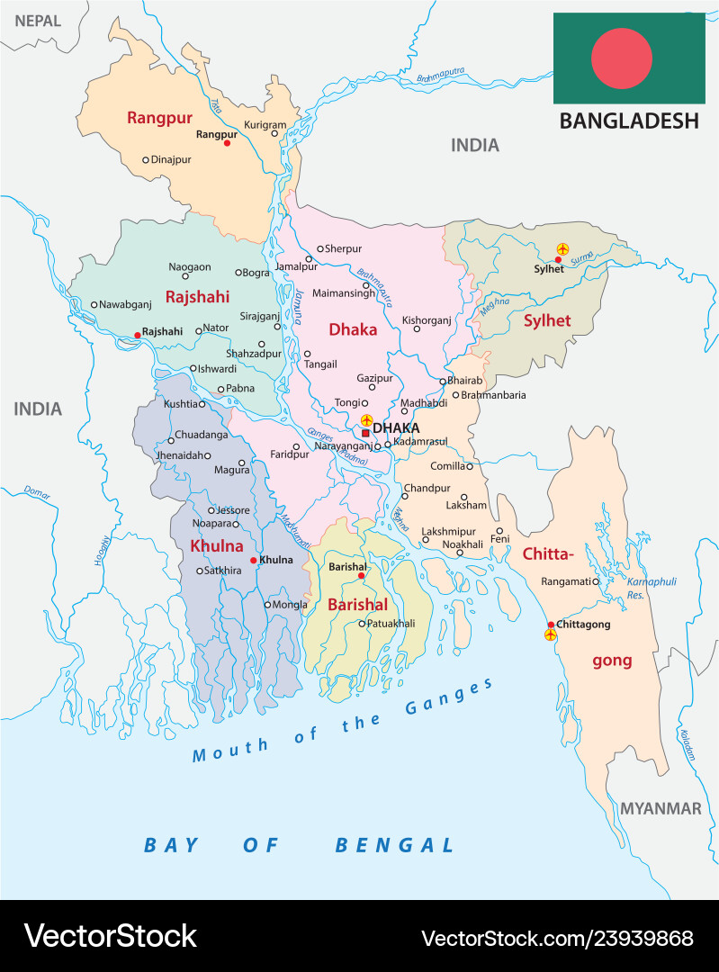 Bangladesch administrative and political map Bangladesch administrative and political map vector image