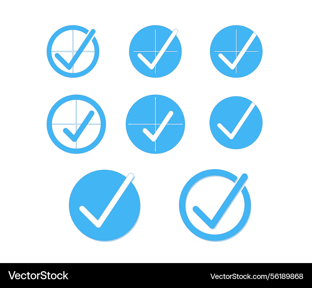 Check mark icons set for apps web forms approval Check mark icons set for apps web forms approval Vector Image