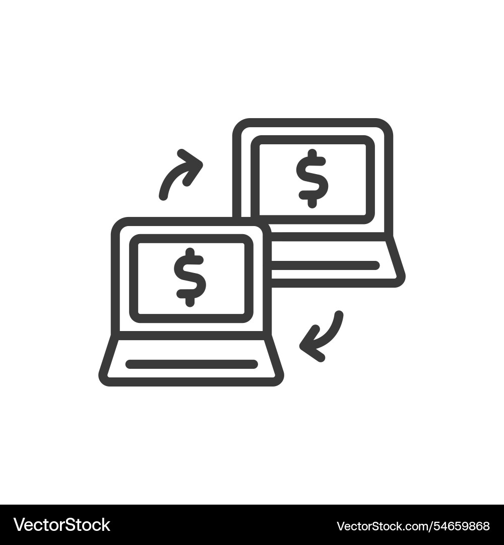 Cross-exchange trading icon in line design cross vector image