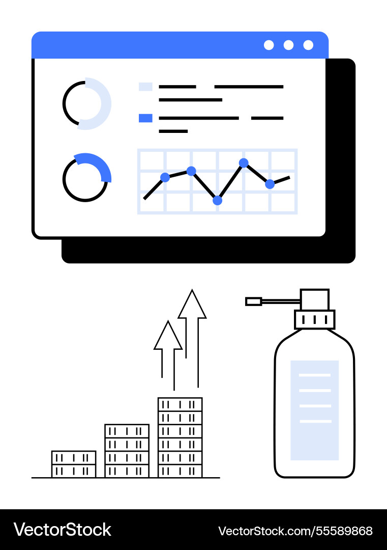 Data-driven analytics dashboard with financial vector image