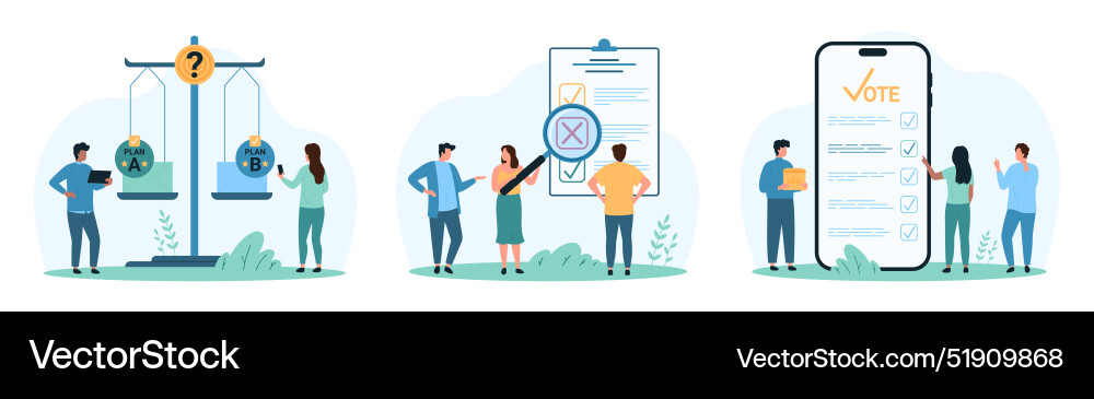 Decision making process study of voting result Decision making process study of voting result vector image