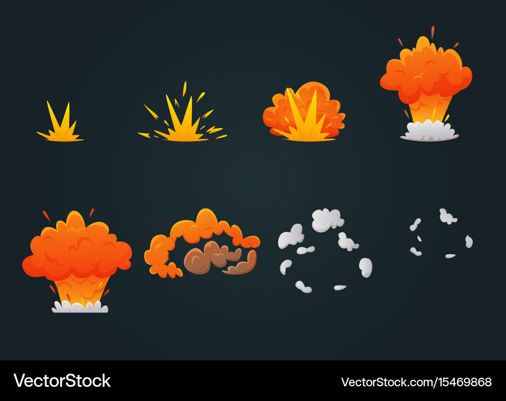 Explosion Animation Icon Set Vector Image