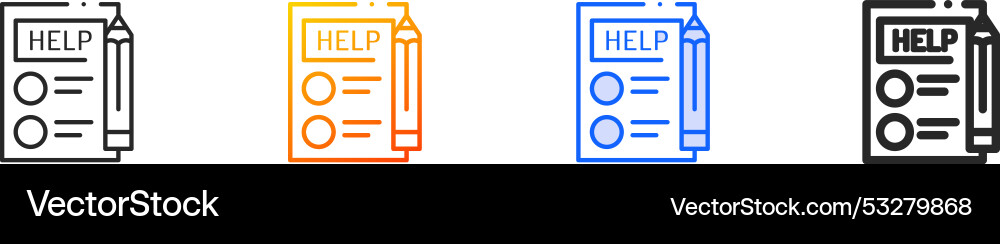 Help iconthin linear gradient blue stroke Vector Image