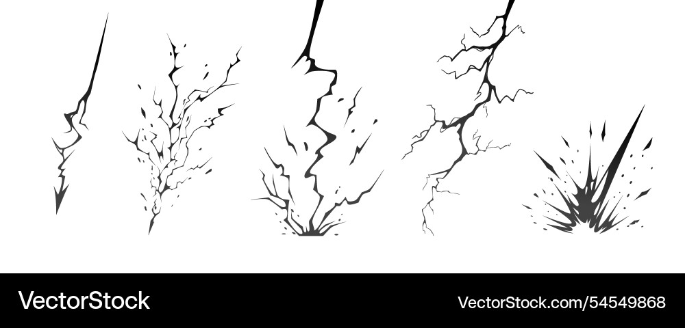 Lightning strike bolt silhouettes sequence Vector Image
