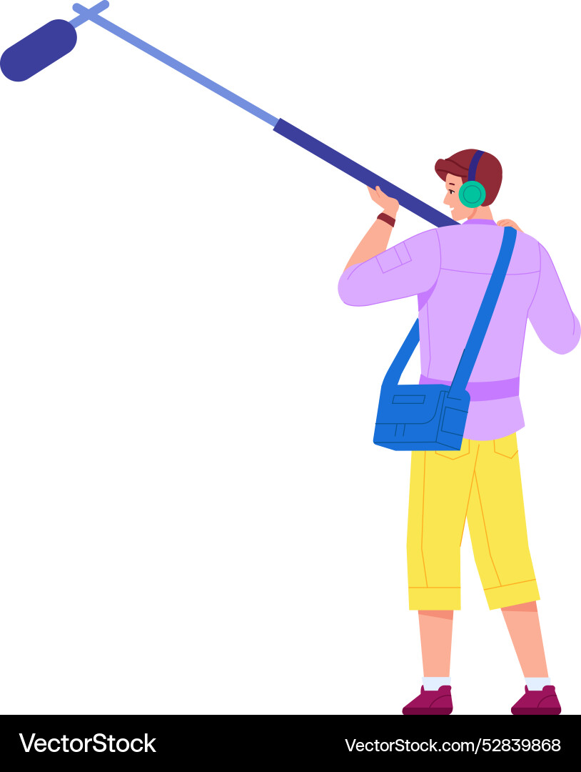 Man recording sound with professional microphone Man recording sound with professional microphone Vector Image